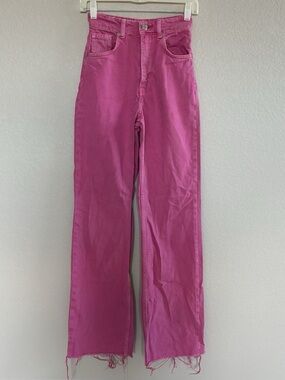 High-Waist Pink Straight-Leg Jeans Zara